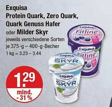 Exquisa Protein Quark, Zero Quark, Quark Genuss Hafer oder Milder Skyr