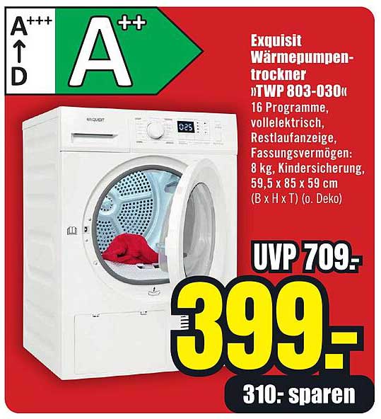 Exquisit Wärmepumpentrockner »TWP 803-030«