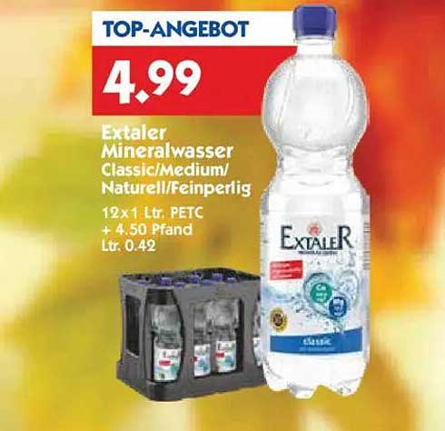 Extaler Mineralwasser Classic/Medium/Naturell/Feinperlig 12x1 Ltr. PETC