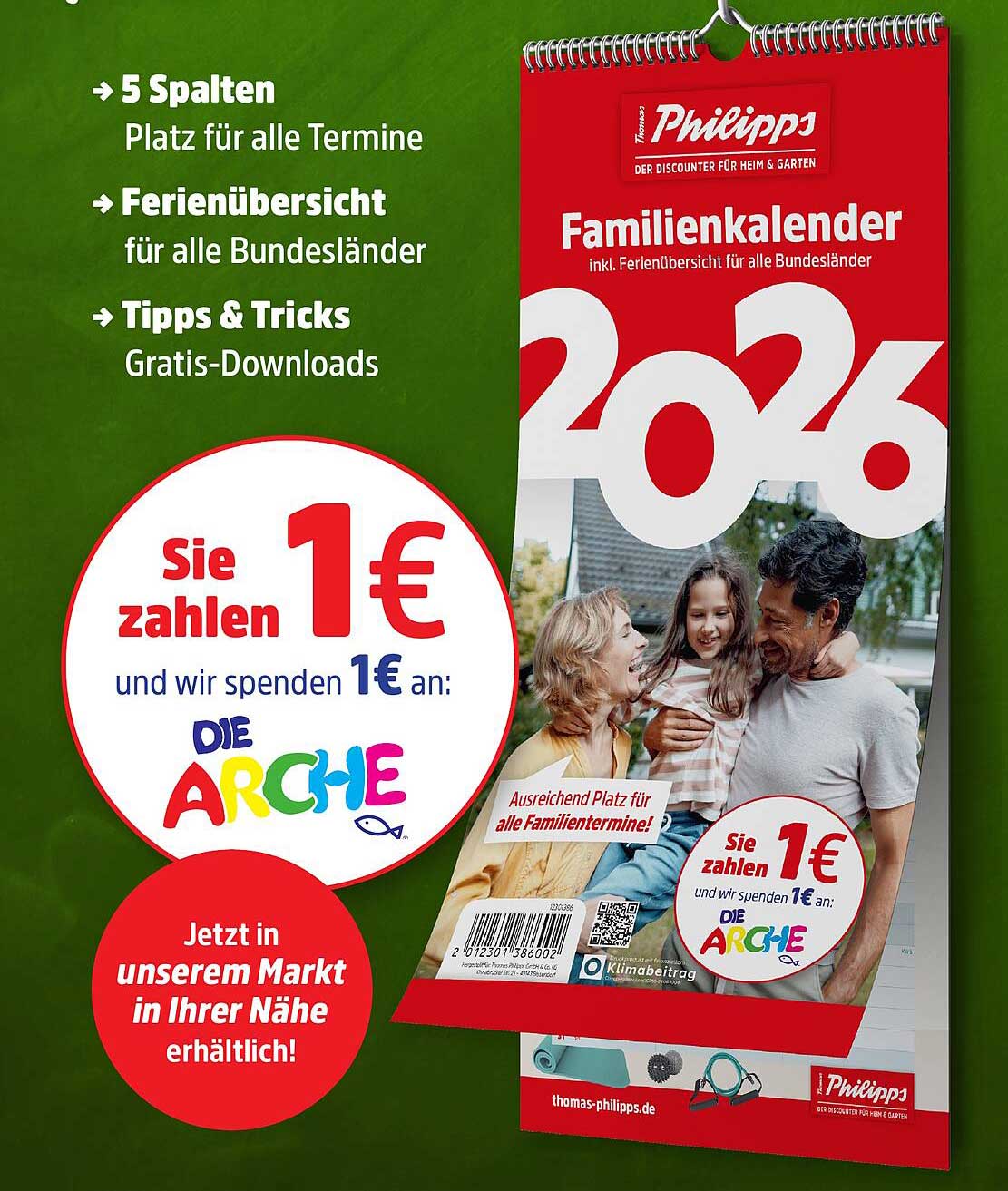 Familienkalender 2026 inkl. Ferienübersicht für alle Bundesländer