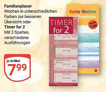 Familienplaner in bunten Farben - Überblick für die ganze Familie