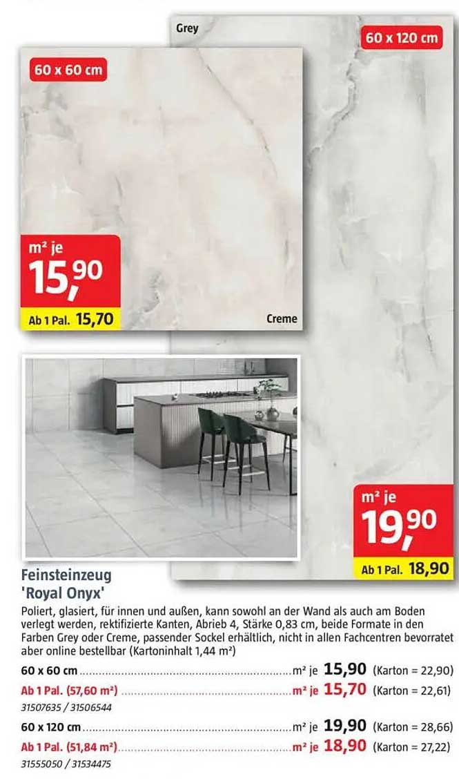 Feinsteinzeug 'Royal Onyx' - 60 x 60 cm und 60 x 120 cm