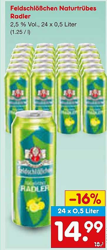 Feldschlößchen Naturtrübes Radler 24 x 0,5 Liter