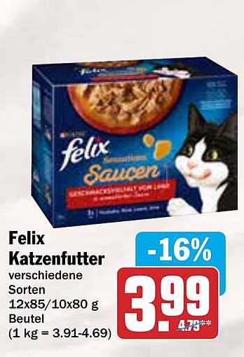 Felix Katzenfutter verschiedene Sorten 12x85/10x80 g