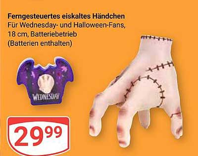Ferngesteuertes eiskaltes Händchen für Wednesday- und Halloween-Fans
