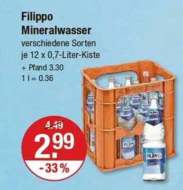 Filippo Mineralwasser - verschiedene Sorten je 12 x 0,7-Liter-Kiste