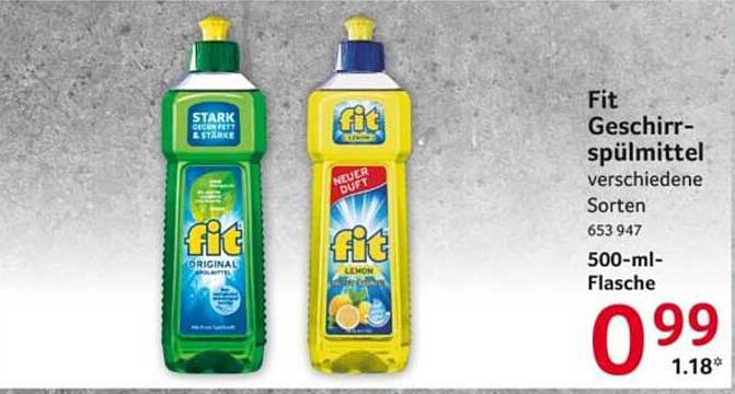 Fit Geschirrspülmittel verschiedene Sorten 500-ml-Flasche