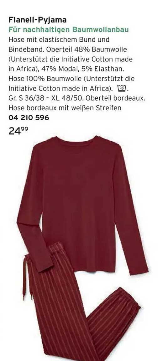 Flanell-Pyjama für nachhaltigen Baumwollbau