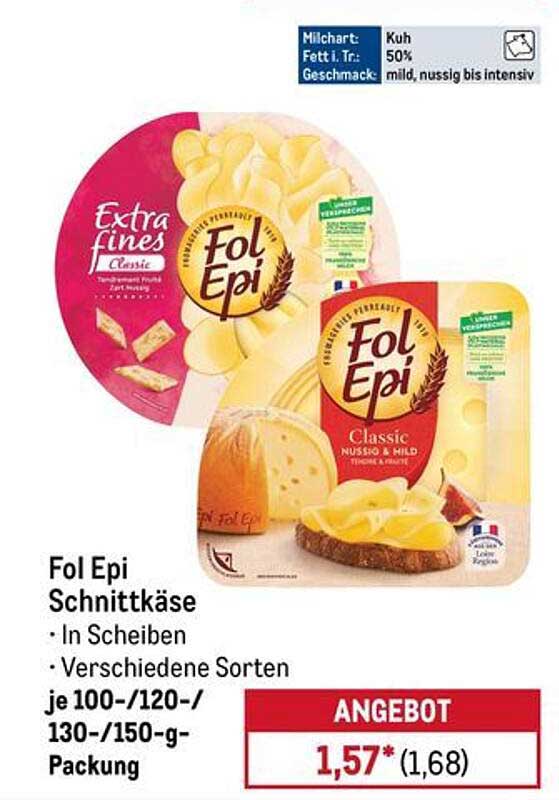 Fol Epi Schnittkäse in Scheiben – Verschiedene Sorten