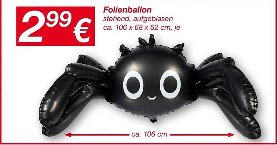 Folienballon stehend, aufgeblasen ca. 106 x 68 x 62 cm, je