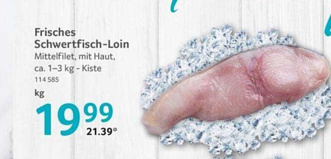 Frisches Schwertfisch-Loin - Mittelstück mit Haut, ca. 1-3 kg - Kiste