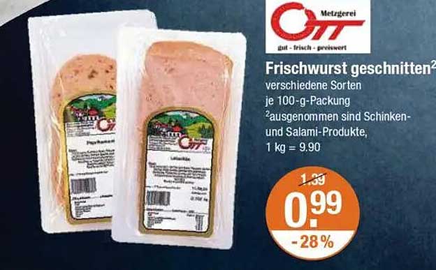 Frischwurst geschnitten - verschiedene Sorten
