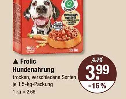Frolic Hundenahrung, trocken, verschiedene Sorten, 1,5-kg-Packung