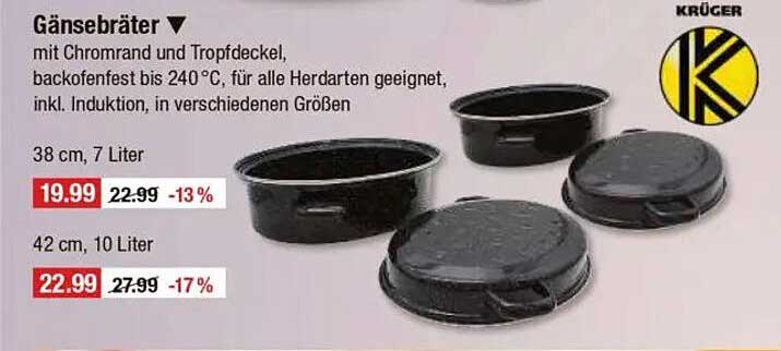 Gänsebräter mit Chromrand und Tropfdeckel
