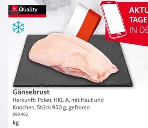 Gänsebrust, Qualität aus Polen, gefroren, 950 g