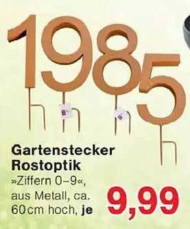 Gartenstecker Rostoptik »Ziffern 0-9«
