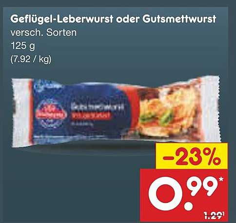 Geflügel-Leberwurst oder Gutsmettwurst 125 g