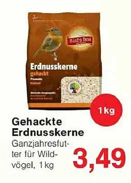 Gehackte Erdnusskerne - Ganzjahresfutter für Wildvögel, 1 kg