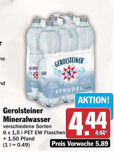 Gerolsteiner Mineralwasser 6 x 1,5 l