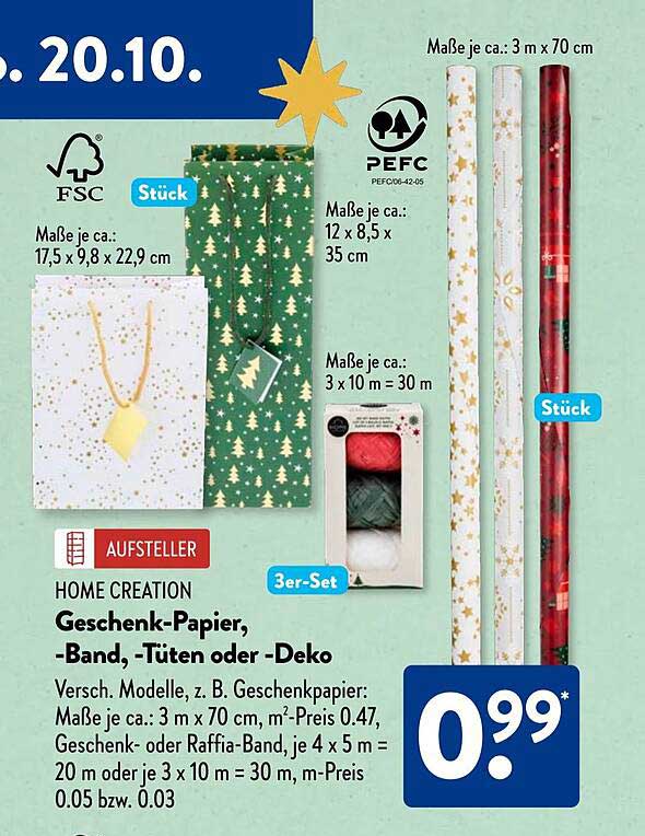 Geschenk-Papier, -Band, -Tüten oder -Deko