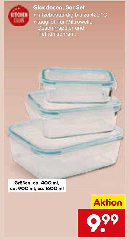 Glasdosenset, 3er Set – Hitzebeständig und Vielseitig