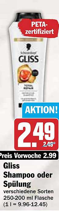 Gliss Shampoo oder Spülung 250-200 ml Flasche
