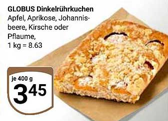 GLOBUS Dinkelrührkuchen Apfel, Aprikose, Johannisbeere, Kirsche oder Pflaume