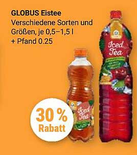 GLOBUS Eistee – Verschiedene Sorten und Größen, je 0,5–1,5 l + Pfand 0,25