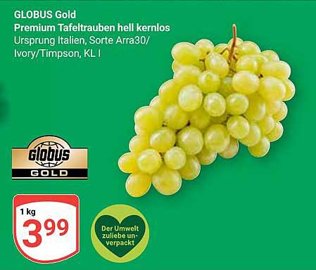 GLOBUS Gold Premium Tafeltrauben hell kernlos