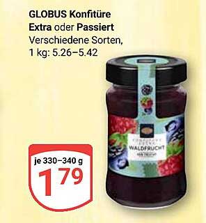 GLOBUS Konfitüre Extra oder Passiert, verschiedene Sorten, 1 kg