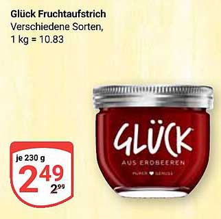 Glück Fruchtaufstrich, verschiedene Sorten, 230 g