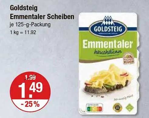Goldsteig Emmentaler Scheiben 125-g-Packung
