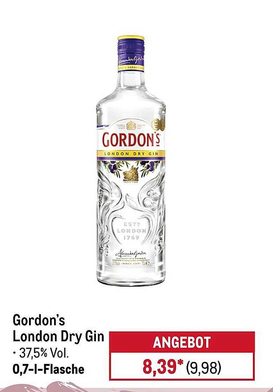 Gordon's London Dry Gin · 0,7 l · 37,5% Vol.