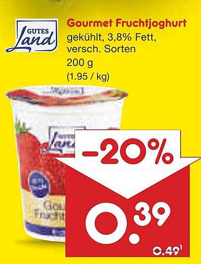 Gourmet Fruchtjoghurt, gekühlt, 3,8% Fett, verschiedenste Sorten, 200 g