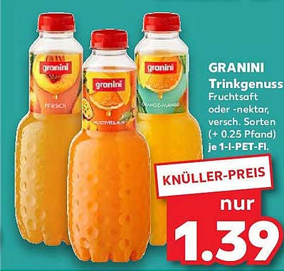 GRANINI Trinkgenuss Fruchtsaft oder Nektar, verschiedene Sorten