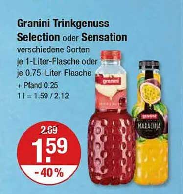 Granini Trinkgenuss Selection oder Sensation 1-Liter- und 0,75-Liter-Flasche