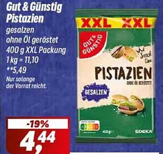 Gut & Günstig Pistazien gesalzen, 400 g XXL Packung