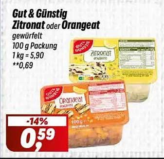Gut & Günstig Zitronat oder Orangeat gewürfelt 100 g