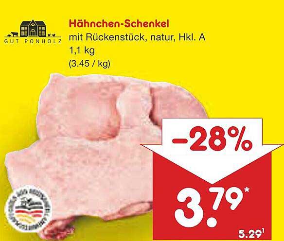 Hähnchen-Schenkel mit Rückenstück, natur, Hkl. A