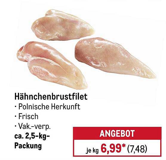 Hähnchenbrustfilet - Polnische Herkunft, frisch, 2,5-kg-Packung