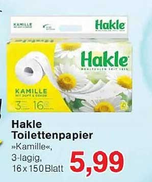 Hakle Toilettenpapier »Kamille«, 3-lagig, 16 x 150 Blatt