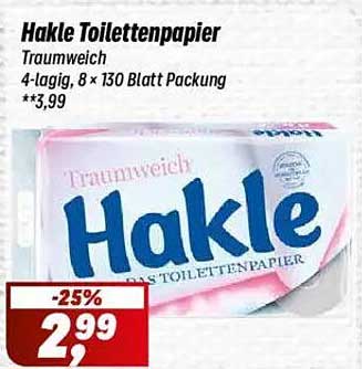 Hakle Toilettenpapier Traumweich 4-lagig, 8 × 130 Blatt Packung