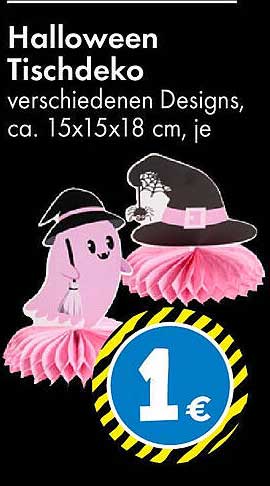 Halloween Tischdeko verschiedenen Designs, ca. 15x15x18 cm, je