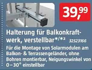 Halterung für Balkonkraftwerk, verstellbar
