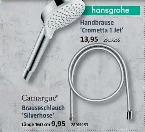 Handbrause 'Crometta 1 Jet' und Brauseschlauch 'Silverhose'