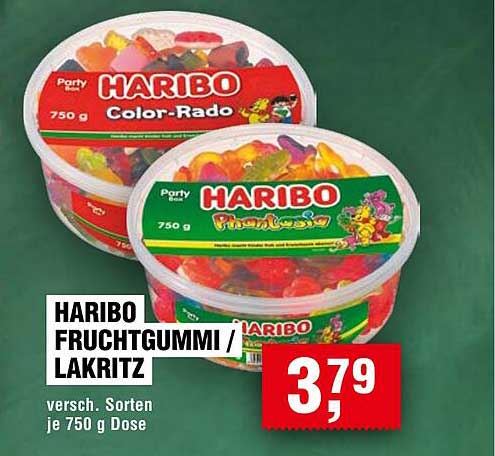 HARIBO Fruchtgummi / Lakritz 750 g Dose