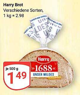 Harry Brot - verschiedene Sorten, je 500 g für nur 1,49 €
