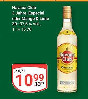Havana Club 3 Jahre, Especial oder Mango & Lime