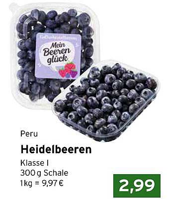 Heidelbeeren Klasse I 300 g Schale