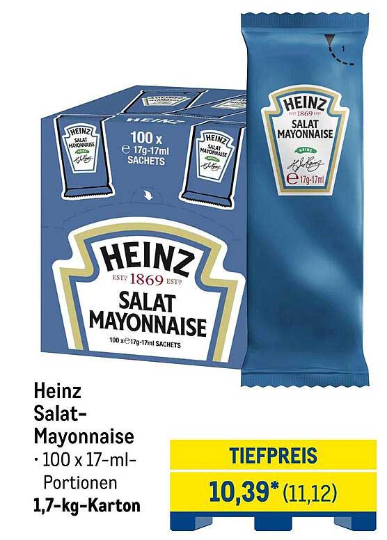 Heinz Salat-Mayonnaise · 100 x 17-ml-Portionen 1,7-kg-Karton
